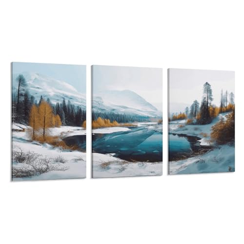 Impressions sur toile montagnes hivernales pour décoration murale salon cocooning
