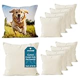 Encasa XO Throw Pillow Covers 18'x18' - Sublimation Blank Natural (Pack of 10) Pack with Invisible Zipper - Soft Polyester Twill Cushion Cases, Suitable for DIY, Digital Printing & Painting