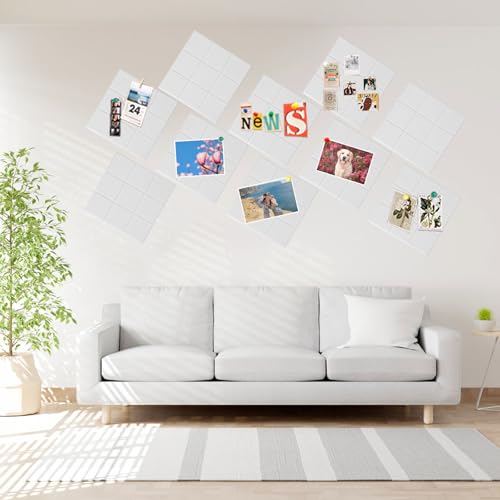 Pinnwand Filz, 6 Stück 30X30cm, Große Pinnwand Selbstklebend mit Pinnnadeln, DIY Filzboard Pin Board, Filzplatten Selbstklebend für Foto Hängen (Weiß)