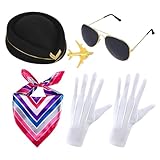 Lunaobrik Stewardess Kostüm - 5-teiliges Lustiges Begleiter Fotozubehör,...