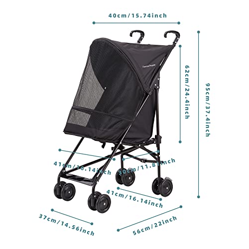 Favonius poupee Lightweight Travel Pet Stroller for Small Dogs & Cats, Compact Portable (Black) - Thumbnail 4