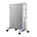 Radiador De Mica Abrigo 2000w 4 Elementos Blanco/Plata 2 potencias Antivuelco, Luz Indicadora Termostato Regulable 61,5x56x26,5 | Fabrilamp