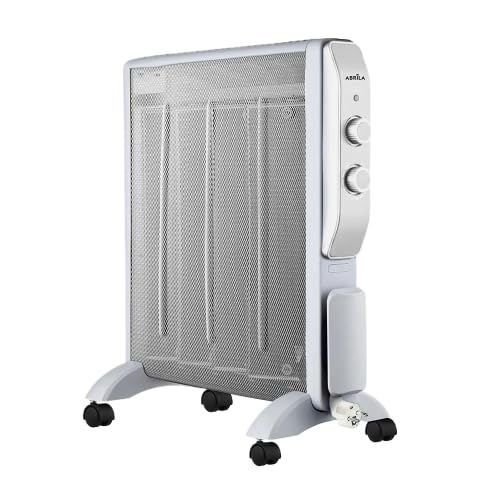 Radiador De Mica Abrigo 2000w 4 Elementos Blanco/Plata 2 potencias Antivuelco, Luz Indicadora Termostato Regulable 61,5x56x26,5 | Fabrilamp