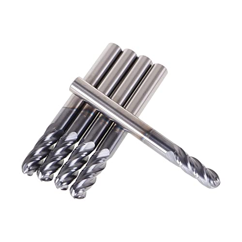 Image of findmall 5Pcs 1 /4 Inch Helix Carbide End Mill Tialn Coated 4 Flute 3 /4 Inch Length of Cut Fit for Aluminum Cut Non-Ferrous Metal Upcut CNC Spiral Router Bit