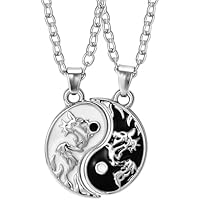 OUDQFCJ 2 piezas collar Yin Yang pareja, collar Taichi BFF,