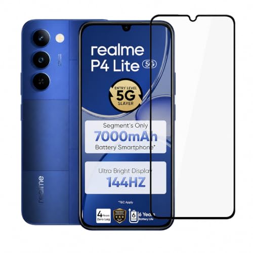 Image of Military-Grade Tempered Glass Screen Protector Compatible for Realme P4 Lite 5G with Edge to Edge Coverage and Easy Self Installation Kit (realme P4 Lite 5G)