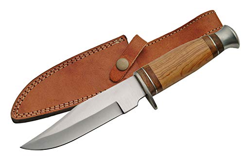 SZCO Olive Wood Bowie Knife 10 Inch - Hunting Knifes with Stainless Steel Blade, Olivewood Handle & Leather Sheath - Camping Knife for Hiking, Camping & Outdoor for Men