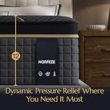 MORFEZE Queen Mattress in A Box 12 Inch Hybrid Mattresses Medium Firm with Cooling Gel, Memory Foam and Pocket Spring, Fiberglass Free & Motion Isolation, Pressure Relief for Silent Sleep