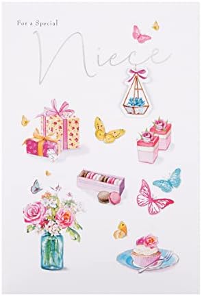 Hallmark Birthday Card for Niece - Traditional Lucy Cromwell Illustrated Design,peach|white|brown