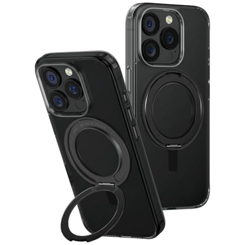 UNIQ Coque hybride SWIVIX compatible avec iPhone 16 Pro avec béquille rotative à 360° (noir)