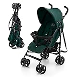 Kinderkraft TIK Silla de Paseo, Carrito para bebé, Posición reclinada y Tumbada, Carro Plegable, Ligero - 6,5kg, Material Impermeable, Verde