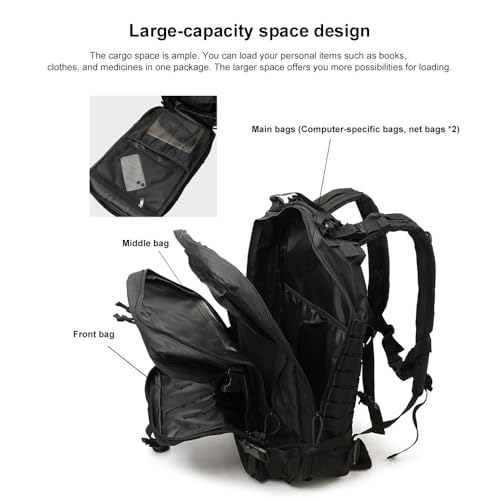 smallrun Mochilas Tácticas Militares 45L Mochila del ejército Gran Capacidad Mochila Crossfit Plegable Impermeable Mochila Montañismo, Senderismo, Acampada (NOCP, 45L) - imagen 4