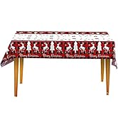 Christmas Tablecloth Plastic Table Cloth Waterproof Table Cloth Rectangular Party Table Cover for...