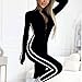 CEXOO Women's Slim Fit Side Web Half-Zip Jumpsuit,Women's Fashion and Sexy Yoga Jumpsuit White Striped Sports Jumpsuit (Black,M)