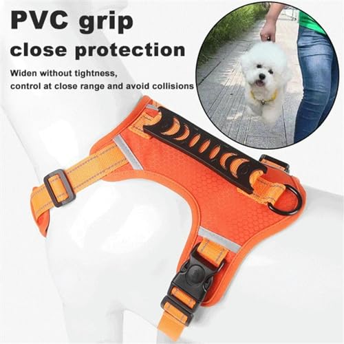 QIANDW Harnais pour chien réfléchissant, respirant, réglable, gilet pour promenade de chien en plein air, orange-L pour 10 kg à 30 kg – vue 6