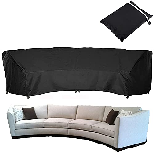 BOSKING Fundas protectoras de sofá curvadas seccionales para patio, impermeables, para exteriores, jardín, seccionales, curvadas, para sofá de media luna (negro, M: 305 x 99 x 91 cm) Cover