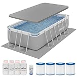 Dellonda 13ft Deluxe Steel Frame Swimming Pool Rectangular with Accessories - Model Number DL139