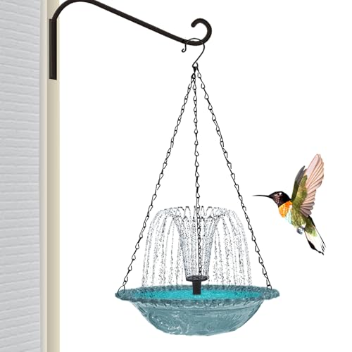 Baño De Pájaros con Fuente | Fuente De Agua con Energía Solar - Decoración Jardín Colgante para Amantes La Naturaleza Y Vida Silvestre En Patio Terraza O Exterior