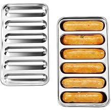 Stainless Steel Sausage Mold, 6 Cavity Non Stick Hot Dog Mold Heat Proof Homemade Meat Sausage Mould with Cover for Oven Steamer Refrigerator