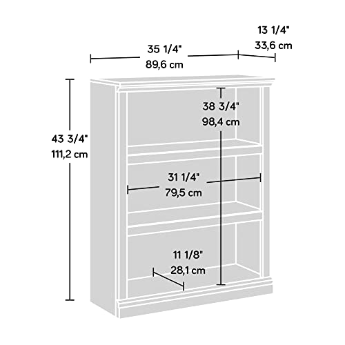 Image of Sauder 3 Tier Book Shelf Wooden Bookcase Multipurpose Bookshelf for Home Office, Living Room, in Grand Walnut
