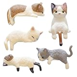 FIGCY 5 Minifiguras de Gatos Kawaii, Adornos de Gatitos de Estilo japonés, Decoración para Escritorio Coche estantería, Toppers para Pasteles, Accesorios para jardín