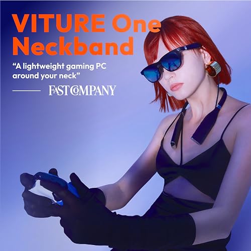 VITURE One Cloud Pack: XR Glasses & Neckband, Official Partner of PSPlay & XBXPlay, Remote Play, Compatible with PlayStation/Xbx/PC Games, Streaming On The Go, 128GB Storage, Bluetooth (Jet Black)