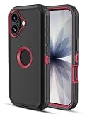 Jiunai for iPhone 17 Case, Heavy Duty Drop Protection Screenless Dual Layer Shockproof Rugged Tough Bumper Dust Proof Phone Case Compatible with iPhone 17 6.3 inches 2025 Released - Black Red