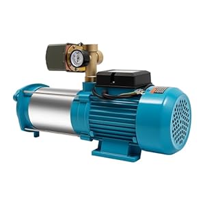 Mqwdxzfes 1300W Edelstahl Selbstansaugende Kreiselpumpe, Profi Garten Hauswasserwerk mit Druckschalter, Hochdruck Wasserpumpe, Pumpensteuerung, Bewässerungspumpe, 9,8bar, 4000L/H, IP44 Wassergeschützt