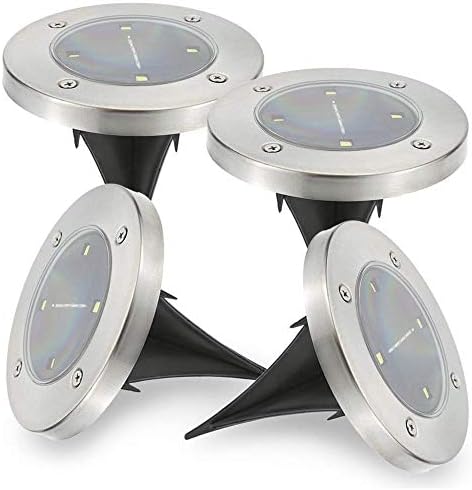 Solar Ground Garden Lights Outdoor - 4 LED Waterproof Landscape Lawn Pathway lights for Garden Driveway Walkway Yard Garage Patio White