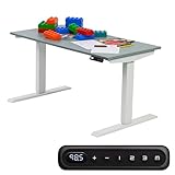 boho office® höhenverstellbarer Kinderschreibtisch - elektrisch stufenlos – stabil, Kindersicherung, Kollisionsschutz - Homedesk weiß - inkl. Tischplatte blau