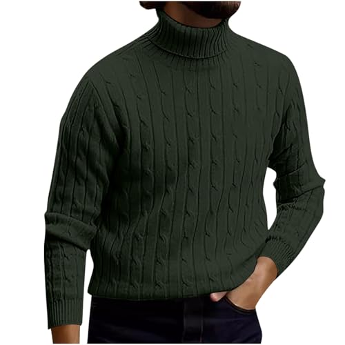 Generic Mens Cable Knit Turtleneck Sweater Casual Soft Pullover Sweaters Twisted Knitted Slim Fit Long Sleeve Winter Jumper
