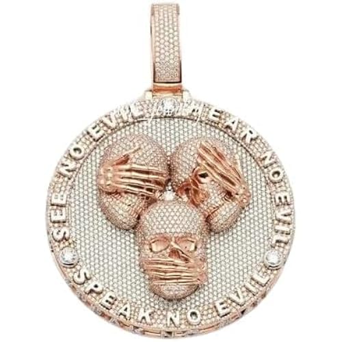 Beryl Crafts 4CT Round Cut Moissanite Men's Custom Letter Skull 2.5 Inch Pendant 2.5' 925 Sterling Silver 14K Rose And White Gold Plated