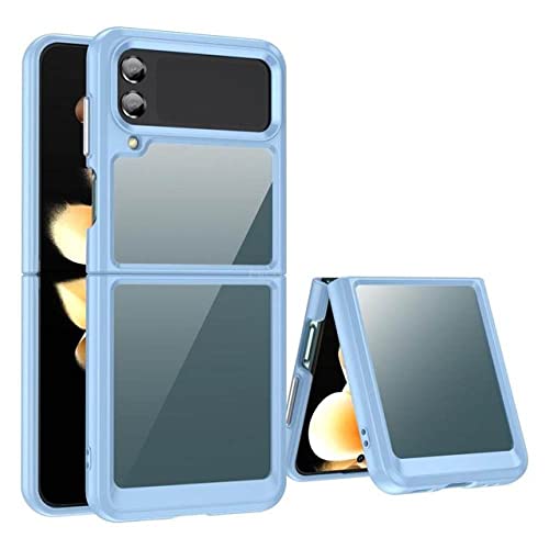 Coque Samsung Galaxy Z Flip 4 et 3 en silicone antichoc et acrylique transparent bleu