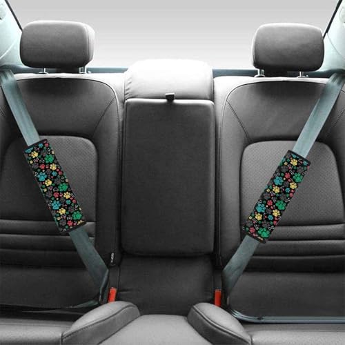 Image of AFPANQZ Two Pack Cat Paws Car Seat Belt Cover for Women Mens Pads Drivers Shoulder Protetion Car Seats Accessories Vehicle Auto Seatbelt Cushion Pads Universal Fit Cute Dog Paws Print Black
