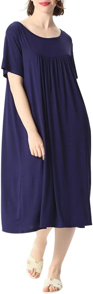 Camicia Da Notte Donna Morbida - Vestito Loungewear Girocollo Sciolto - Foto 6