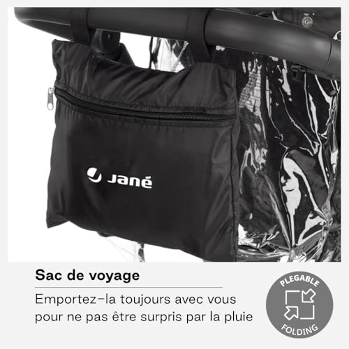 Jané Habillage Pluie Universel pour Poussette et Landau, Protection Imperméable Transparente avec Fenêtre et Aération, Sac Inclus – vue 5