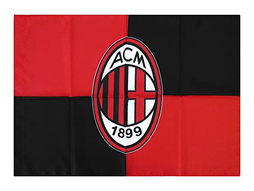Bandiera Milan Ufficiale Rosso Nera Motivo a Scacchi Poliestere Prodotto su Licenza ( Misura Grande - 140x100 )