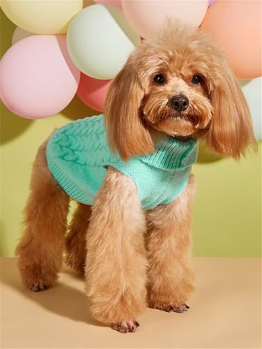 FANSU Hundepullover Kleine Hunde, Hunde Pullover Waschbar Hundepulli, Weich Einfarbig Strickpullover Hunde Shirt Elastisch Warmer Hunde Pullis, Strickpullover mit Beinen (S,Blau)
