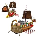 Realistische Details: Mit Segeln, Masten, Steuerrädern, Aussichtstürmen, Piratenflaggen und Fässern ist dieser Piratenschiff-Bausatz vollgepackt mit realistischen Details. Es regt die Fantasie der Kinder an und nimmt sie mit auf eine geheimnisvolle Segelreise voller spannender Seefahrerabenteuer.