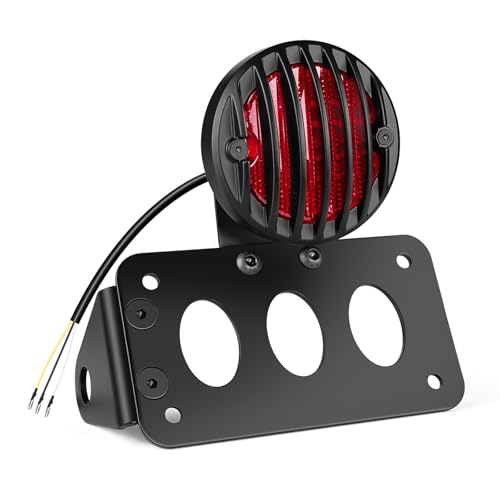 Image of Benlari Motorcycle LED Tail Light Brake Light with Bracket, Side Mount License Plate Rear Light Fit for Harley Honda Bobber Chopper Yamaha Sporster Kawasaki Suzuki (Flat, 0.75 inch)
