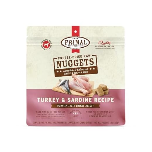 Primal Freeze Dried Raw Dog Food Nuggets, Turkey & Sardine, Complete & Balanced Meal, Also Use as Topper or Treat, Premium, Healthy, Grain Free, High Protein Raw Dog Food, 5.5 oz