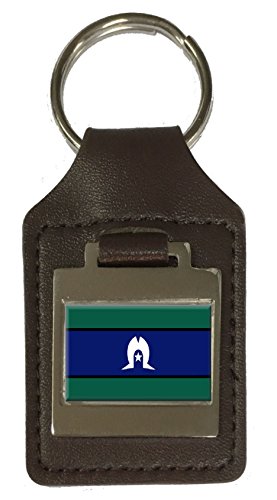 Porte-clés en cuir gravé de luxe motif Strait de Torres pour homme