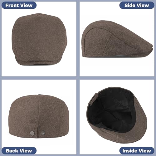 Image of KUJUHA Newsboy Hats for Men Flat Irish Cabbie Ivy Gatsby Newsboy Driving Hat Hunting Cap Winter Hat
