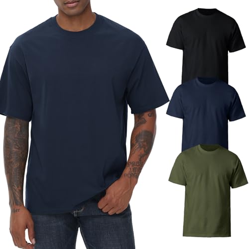 Image of KEEPSHOWING Mens Oversized T-Shirts, Cotton Loose Fit Crewneck Short Sleeve Casual Tees Workout Gym Basic Tops
