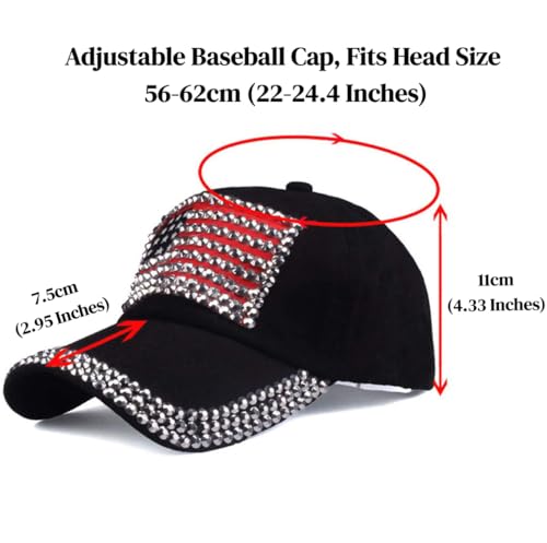 Image of USA Flag Bling Baseball Cap Cowboy Hip-Hop Baseball Cap Adjustable Size