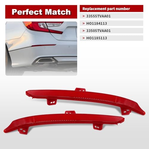 Image of Nakkaa Rear Bumper Reflector Compatible with Accord 2018-2022 | 33555TVAA01 HO1184113 33505TVAA01 HO1185113 2PCS Left & Right Side