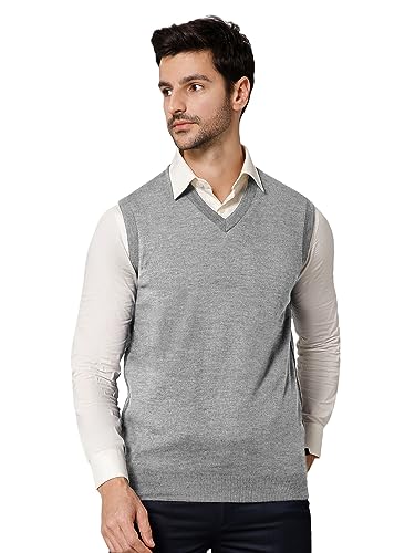 Image of Cantabil Solid Reversible V Neck Sleeveless Regular Fit Mens Casual Sweater | Casual Winter Sweater for Men | Mens Sweater for Winter Wear (P MSWT00055)