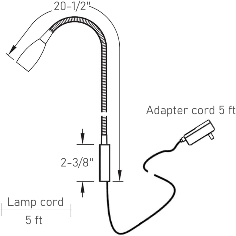 acegoo Bedside LED Reading Light Flexible Gooseneck Wall Lamp with USB Charger, Headboard Wall Surface Mount Dimmable Book Light, with Plug-in Power Adapter (Black Finish)