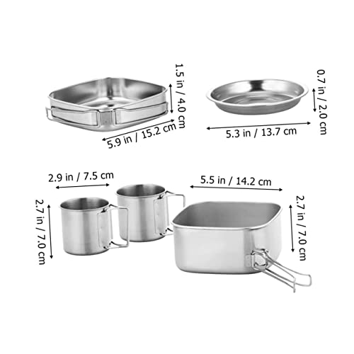 BIUDECO 1set Compact Stainless Steel Camping Cookware Portable Handle Pot and Pan for Outdoor Cooking for Hiking Picnics Bbqs and Camping Activities - Image 2
