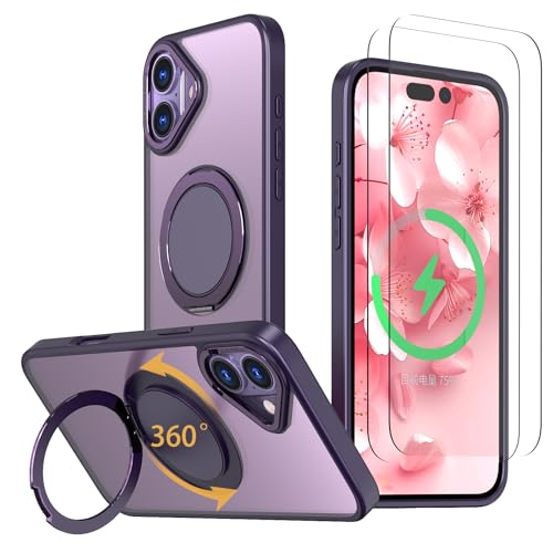 Coque iPhone 16 compatible MagSafe avec béquille rotative 360